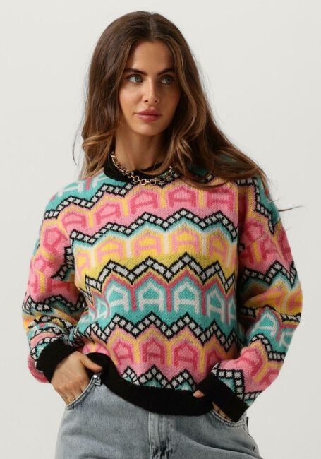 Multi ALIX THE LABEL Trui LADIES KNITTED MULTI COLOUR PULLOVER - large