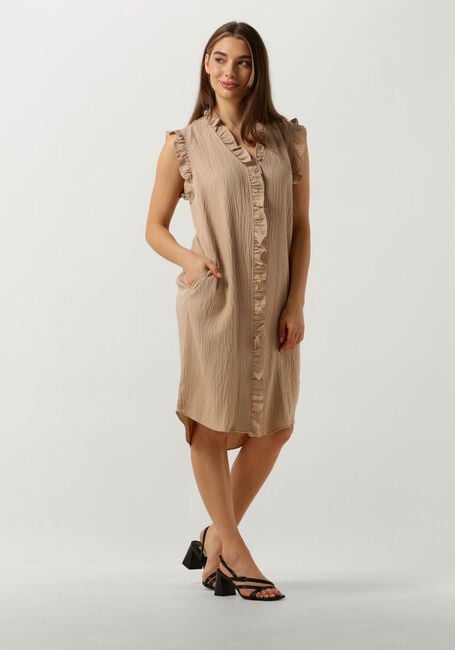 Taupe CO'COUTURE Mini jurk SUEDA FRILL DRESS - large