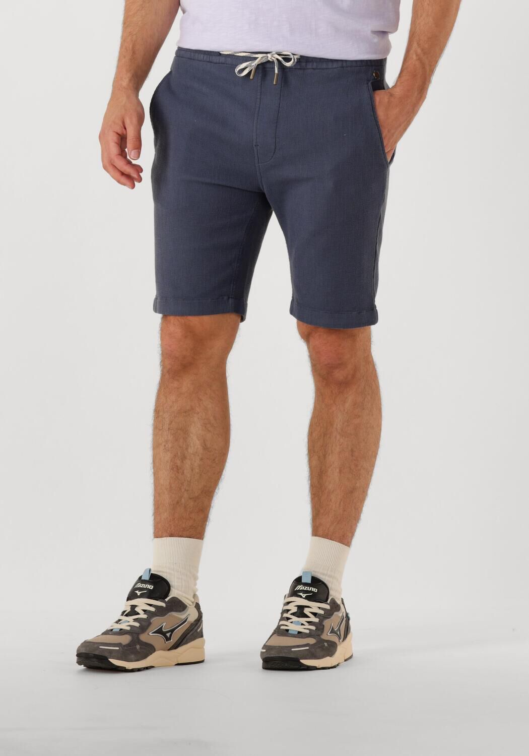 CAST IRON Heren Broeken Chino Shorts Waffle Structure Donkerblauw
