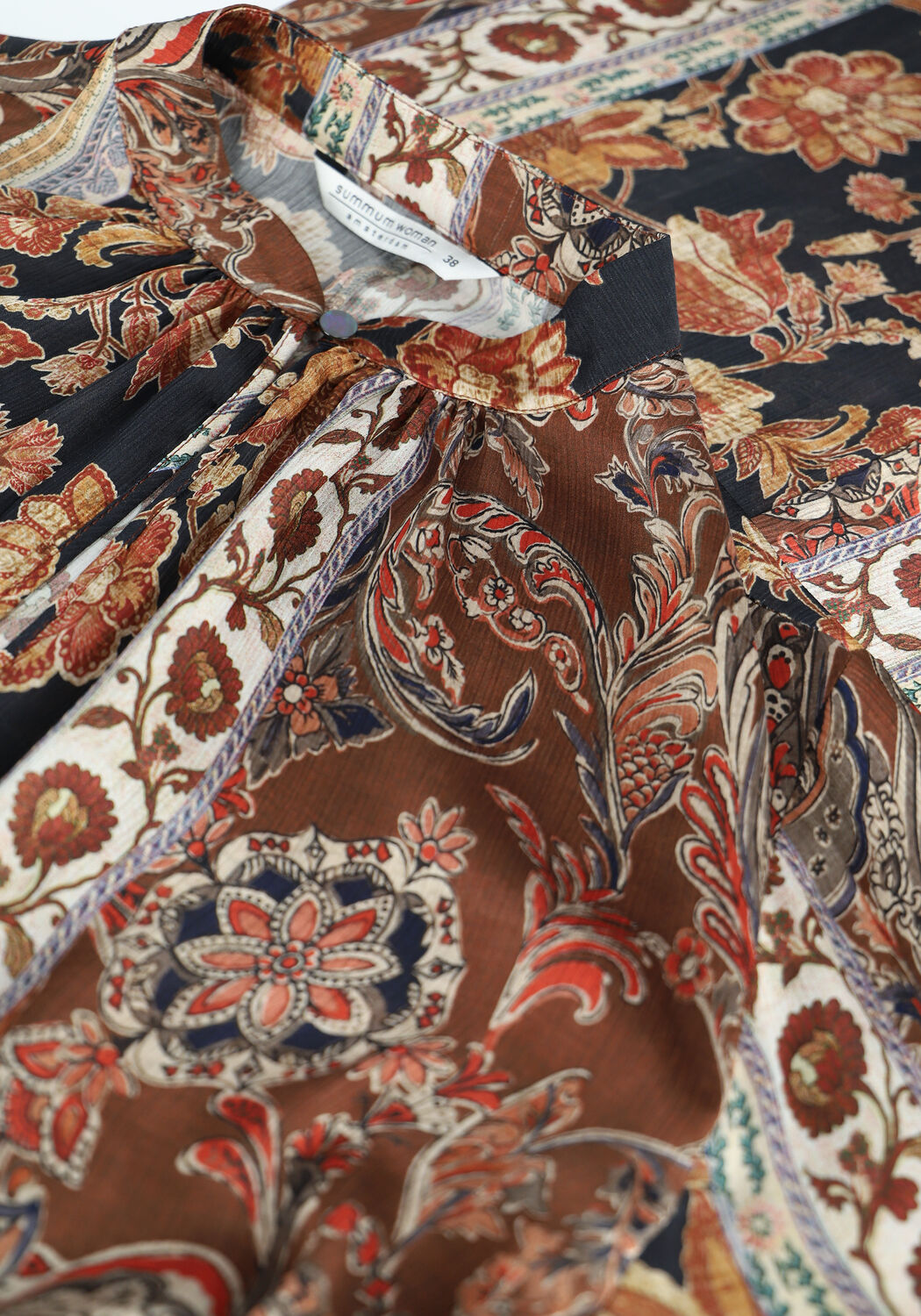 Bruine SUMMUM Maxi jurk DRESS FLOWER PRINT - large