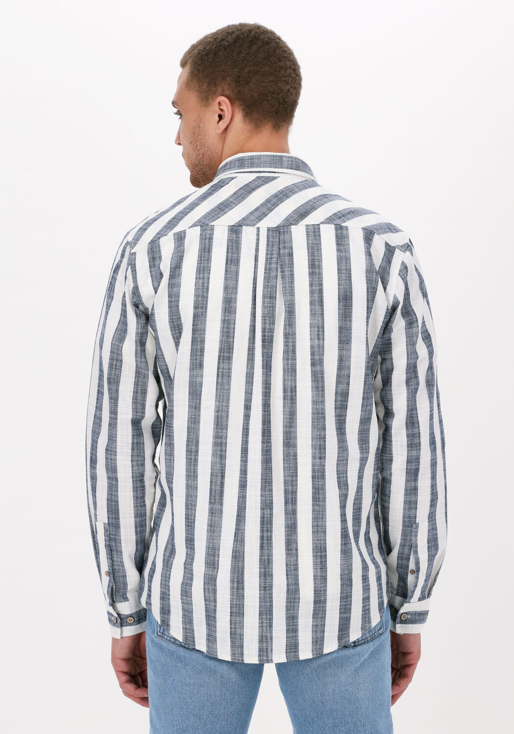 blauw wit gestreepte anerkjendt casual overhemd akkonrad striped shirt