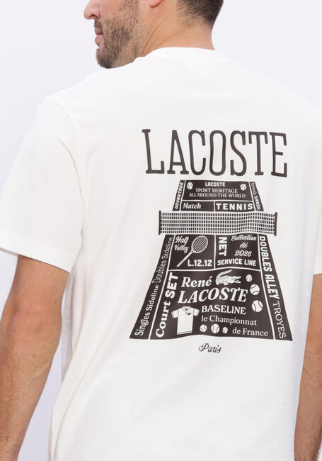 Witte LACOSTE T-shirt CLASSIC FIT BACK PRINT HEAVY JERSEY T-SHIRT - large