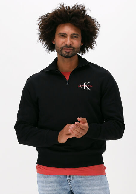 Zwarte CALVIN KLEIN Sweater MONOGRAM LOGO QUARTER ZIP HWK - large