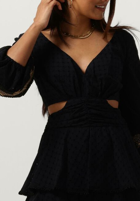 Zwarte ACCESS Mini jurk EMBROIDERY DRESS WITH SIDE SLITS - large