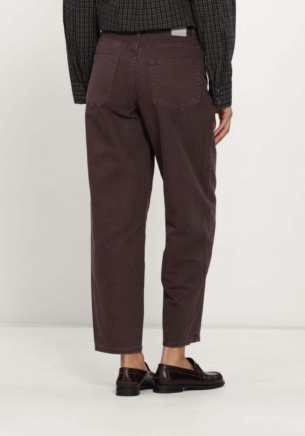 Bruine OBJECT Barrel jeans OBJMIU ZOE MW BARREL ANK TWILL JEANS DIV - large