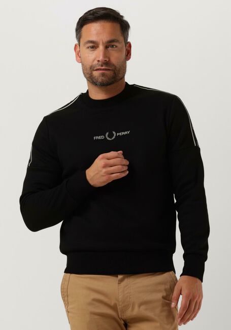Zwarte FRED PERRY Sweater TAPE SLEEVE SWEATSHIRT - large