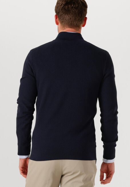 Donkerblauwe PROFUOMO Trui PULLOVER HALF ZIP TWINKLE SLUB - large