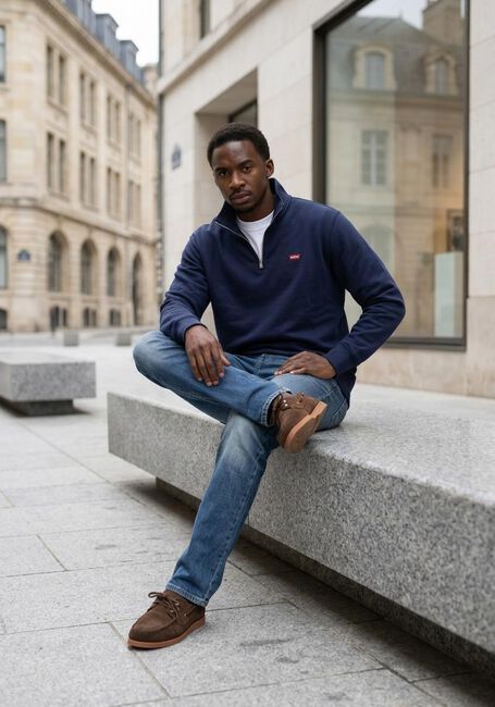 Donkerblauwe LEVI'S Trui ORIGINAL HM 1/4 ZIP - large