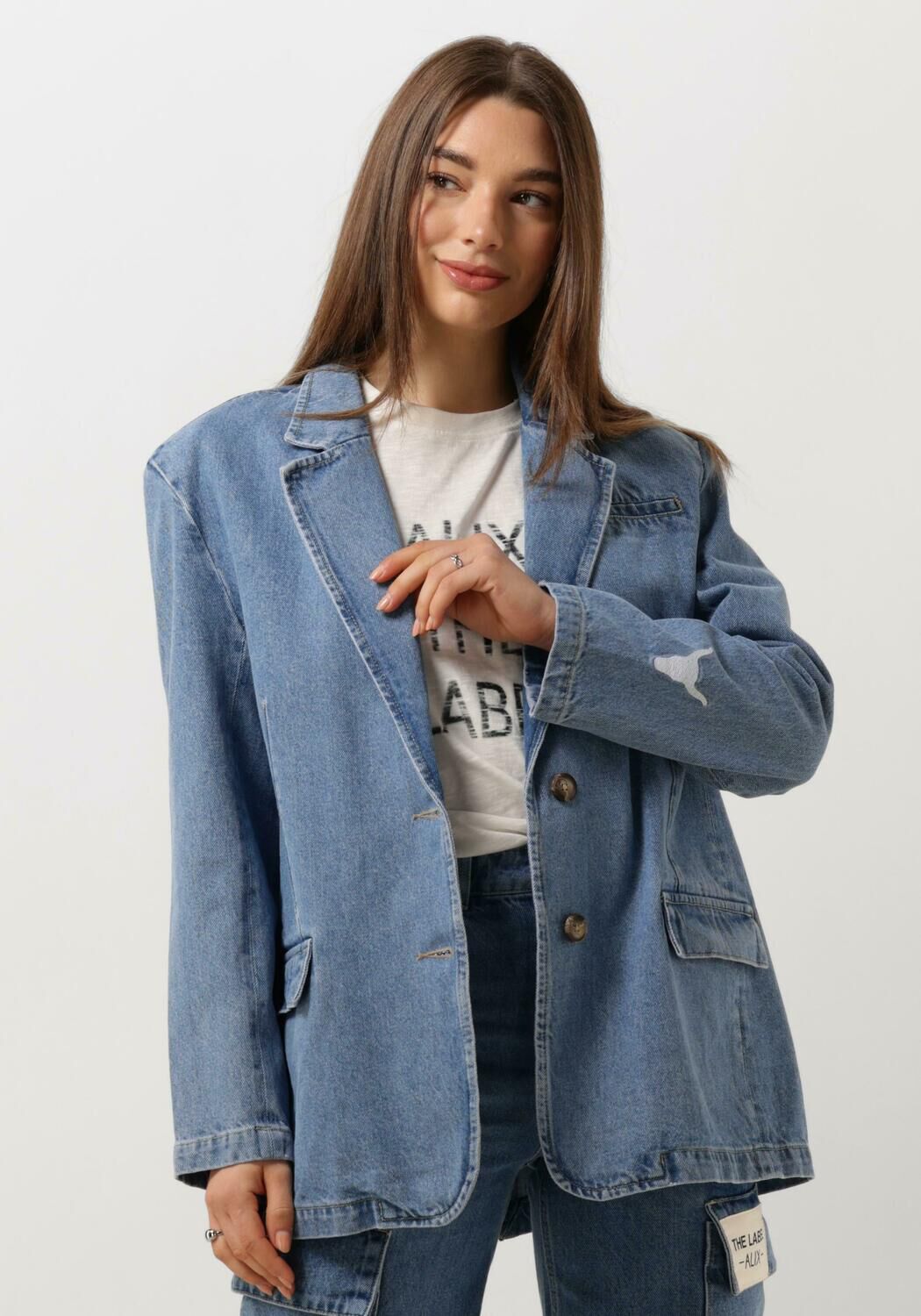 ALIX THE LABEL Dames Blazers Ladies Woven Denim Blazer Blauw