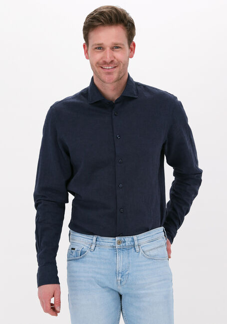Donkerblauwe PROFUOMO Casual overhemd HARTGER W COTTON-LINNEN - large
