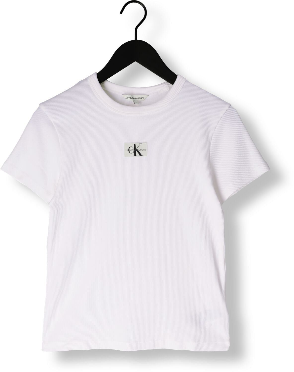 CALVIN KLEIN Dames Tops & T-shirts Woven Label Rib Regular Tee Wit
