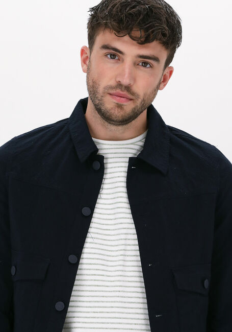 Blauwe DSTREZZED Overshirt TRUCKER JACKET SEERSUCKER - large
