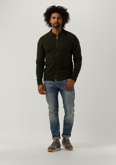 Groene SELECTED MEN Vest BELO LS KNIT ZIP CARDIGAN - large