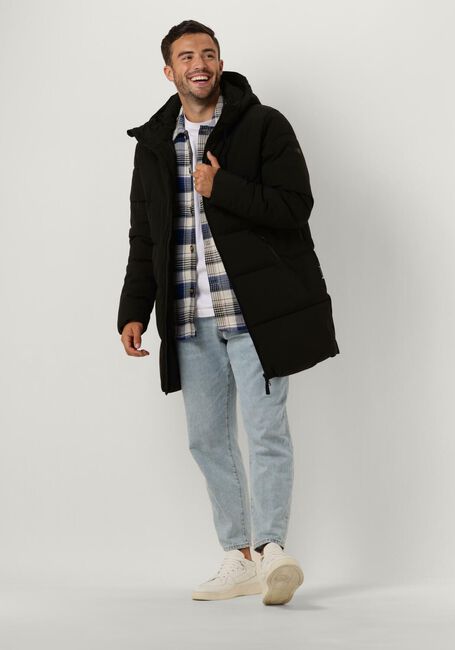 Zwarte WOODBIRD Gewatteerde jas WBJOSEPH TECH LONG JACKET - large