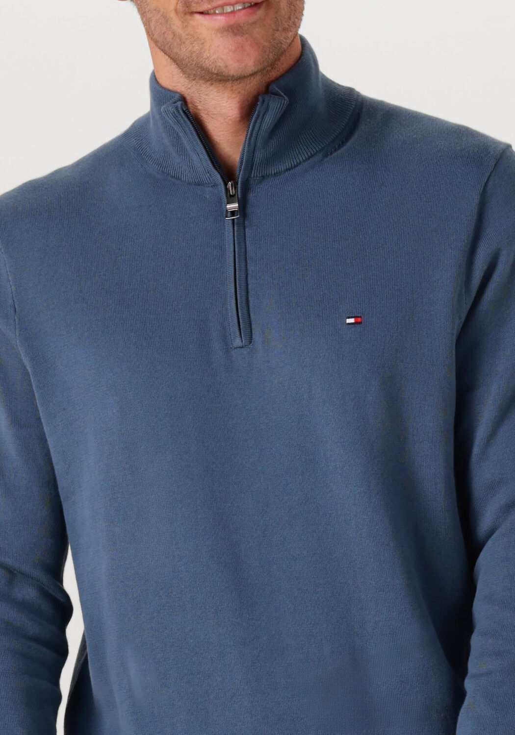 TOMMY HILFIGER Heren Truien & Vesten Essential Cotton Zip Mock Blauw