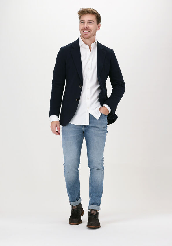 Donkerblauwe PROFUOMO Colbert JACKET KNIT PIQUE | Omoda