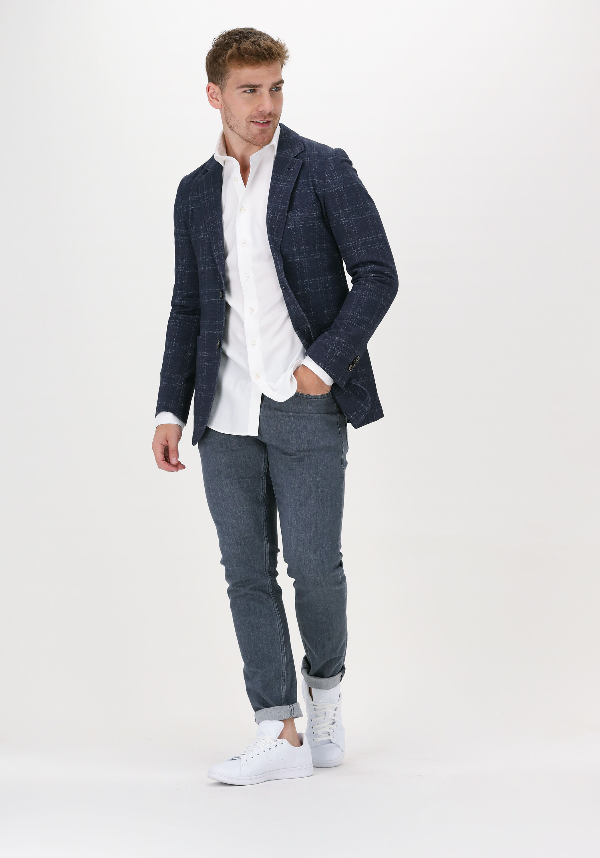 Donkerblauwe PROFUOMO Colbert JACKET KNITTED CH | Omoda