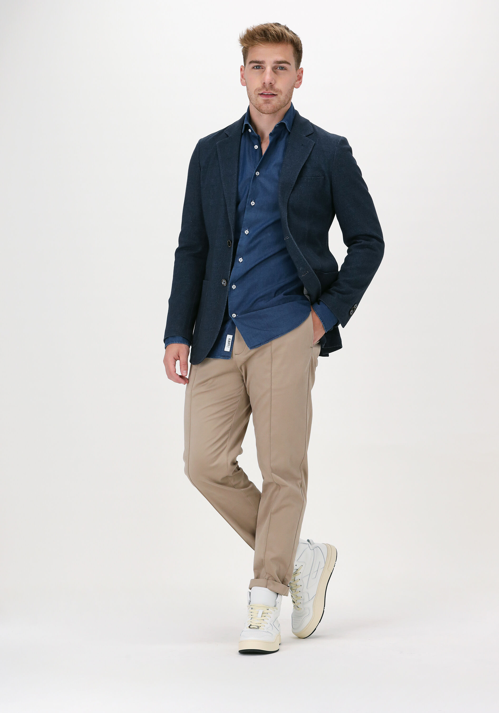 Donkerblauwe PROFUOMO Colbert JACKET KNITTED HO | Omoda