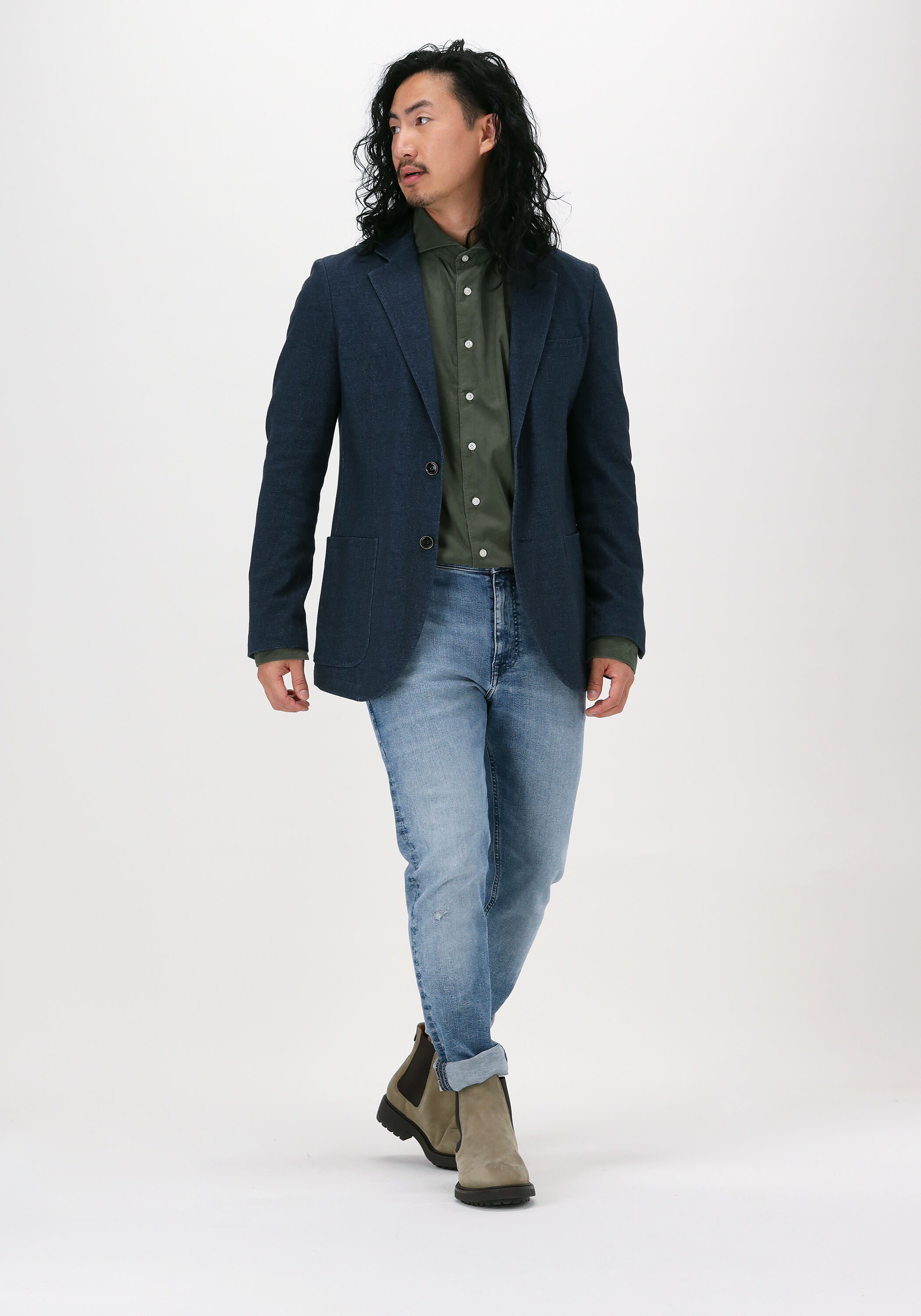 Donkerblauwe PROFUOMO Colbert JACKET KNITTED HO | Omoda