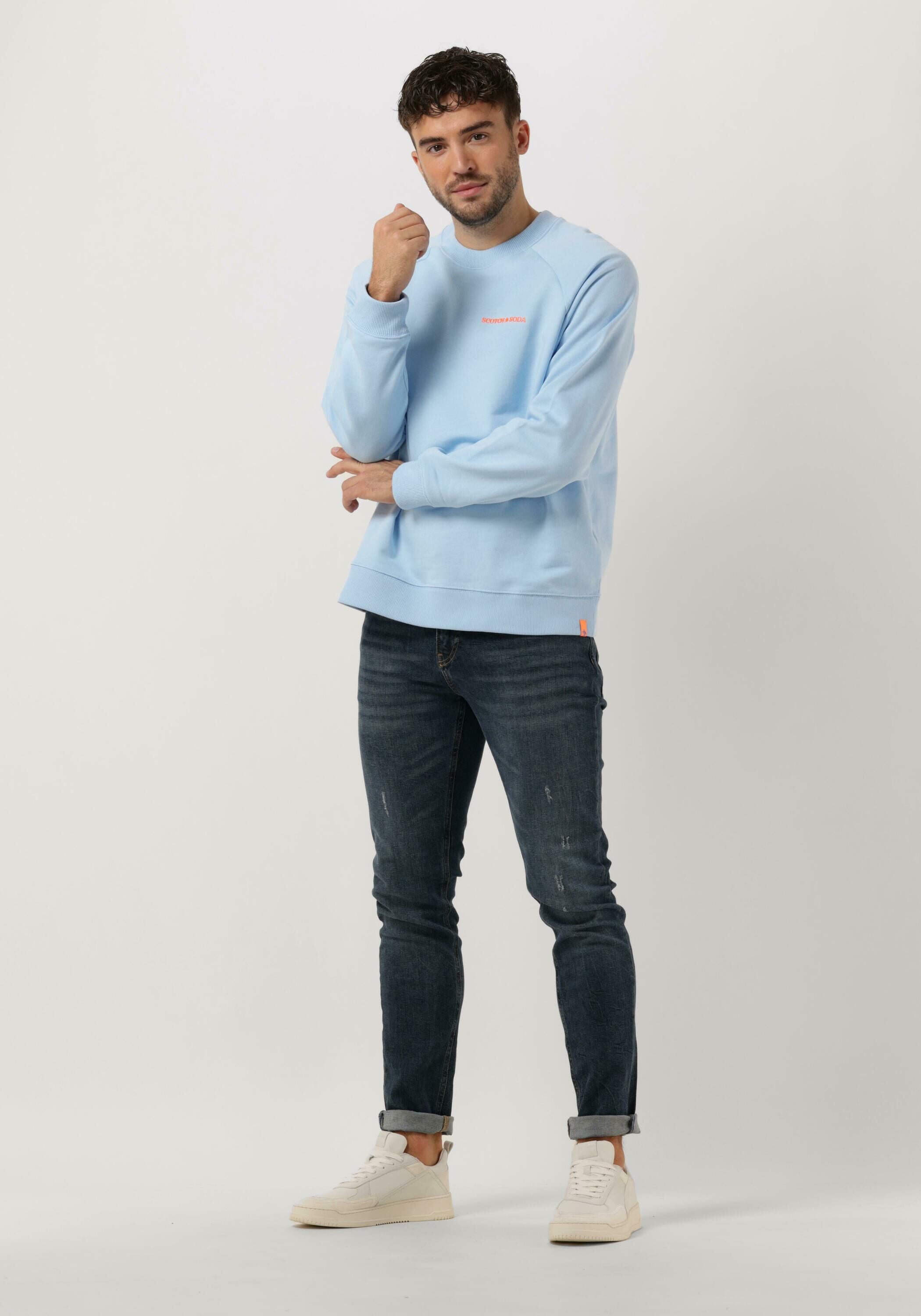 Scotch & Soda Essential Logo Badge Sweatshirt Men's Sweater, Sea Flower 6936, XL