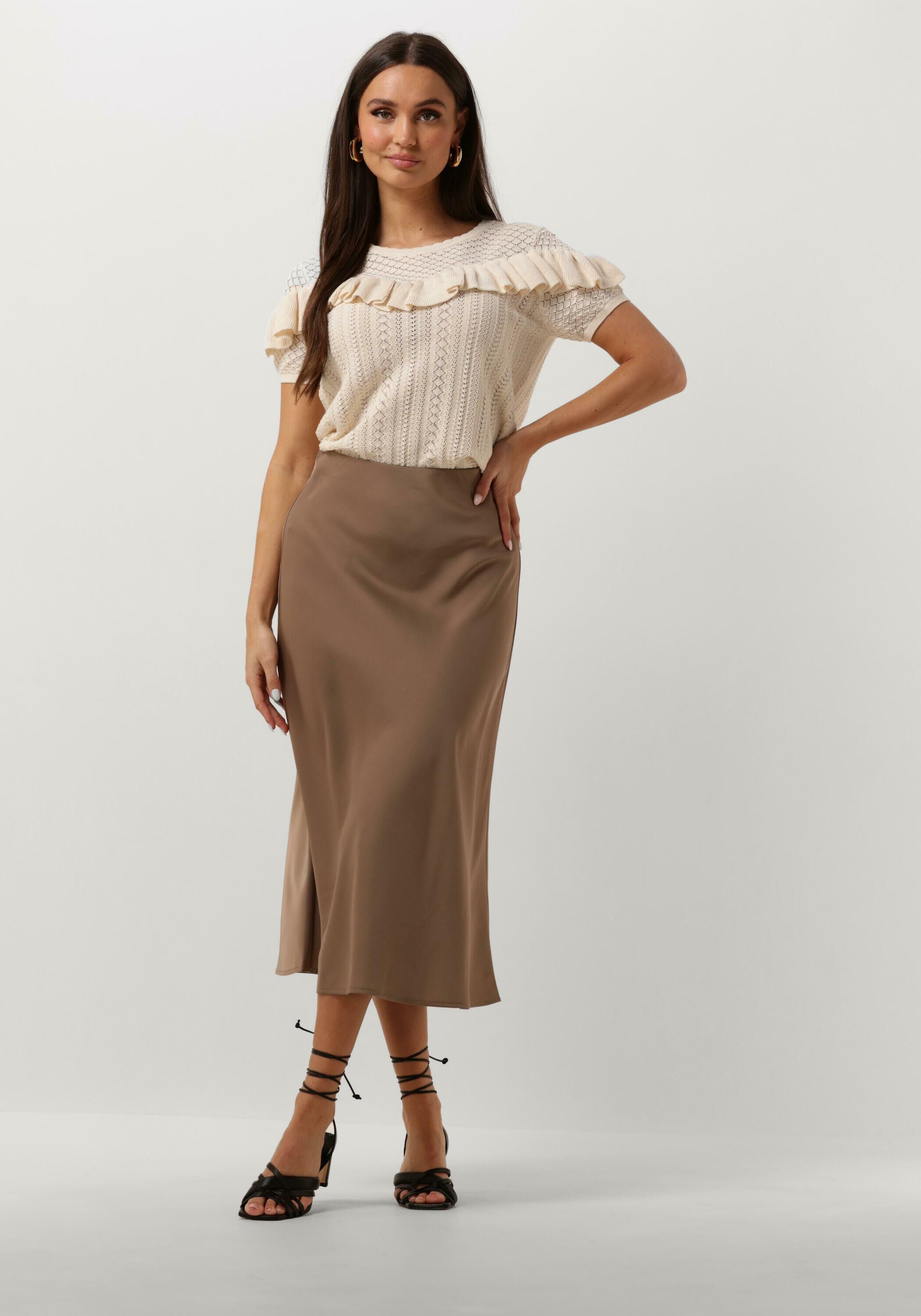 YAS HW MIDI S. NOOS - Falda Acampanada - Adobe/beige