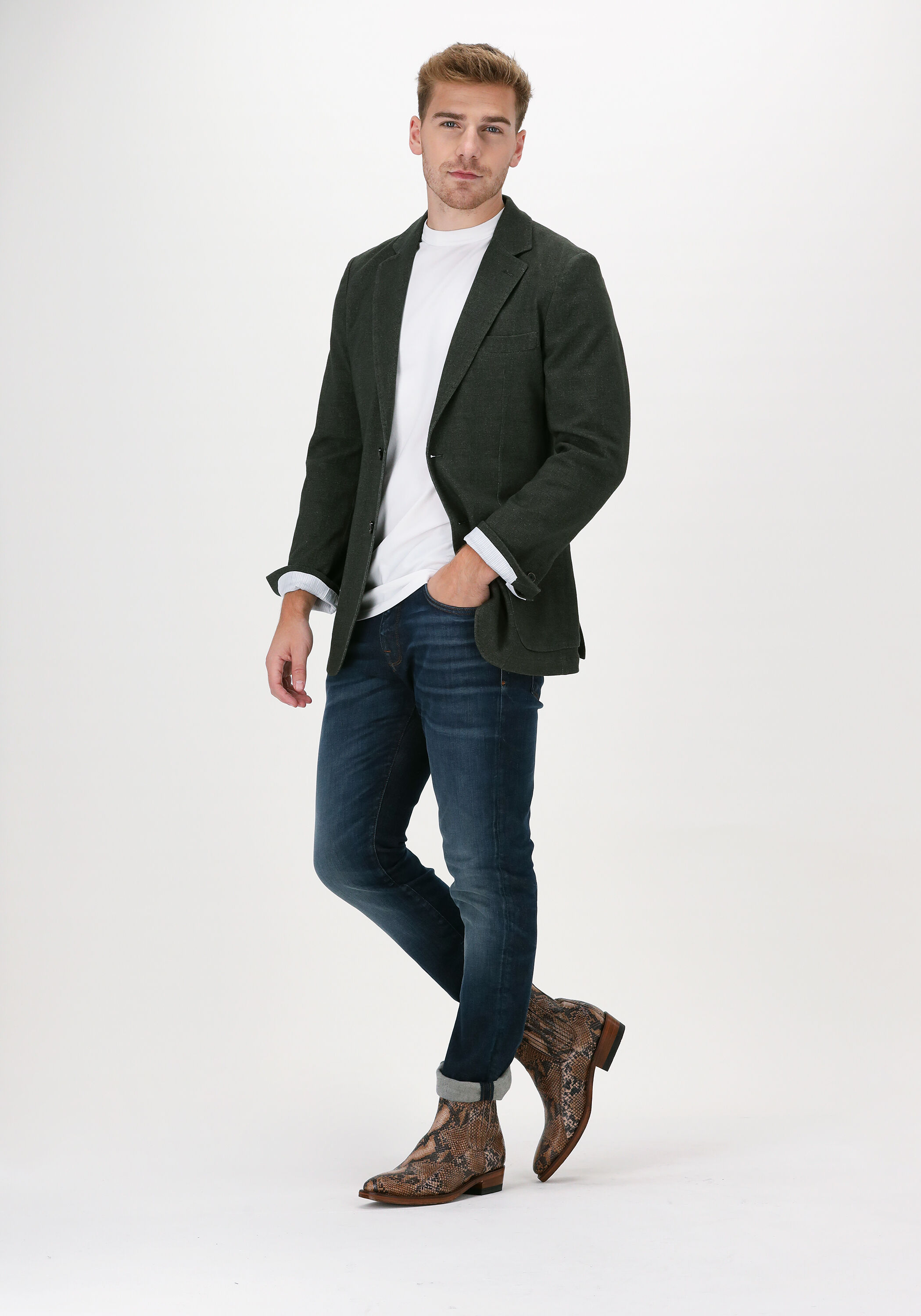 Donkergroene PROFUOMO Colbert JACKET KNITTED HO | Omoda