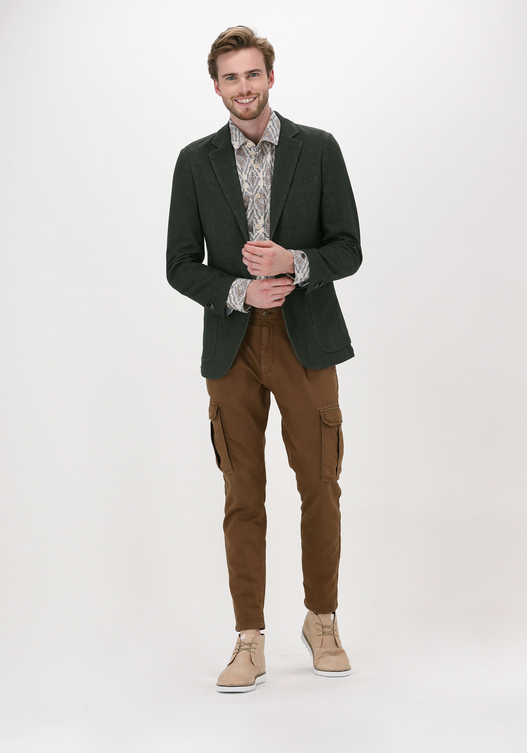 Donkergroene PROFUOMO Colbert JACKET KNITTED HO | Omoda