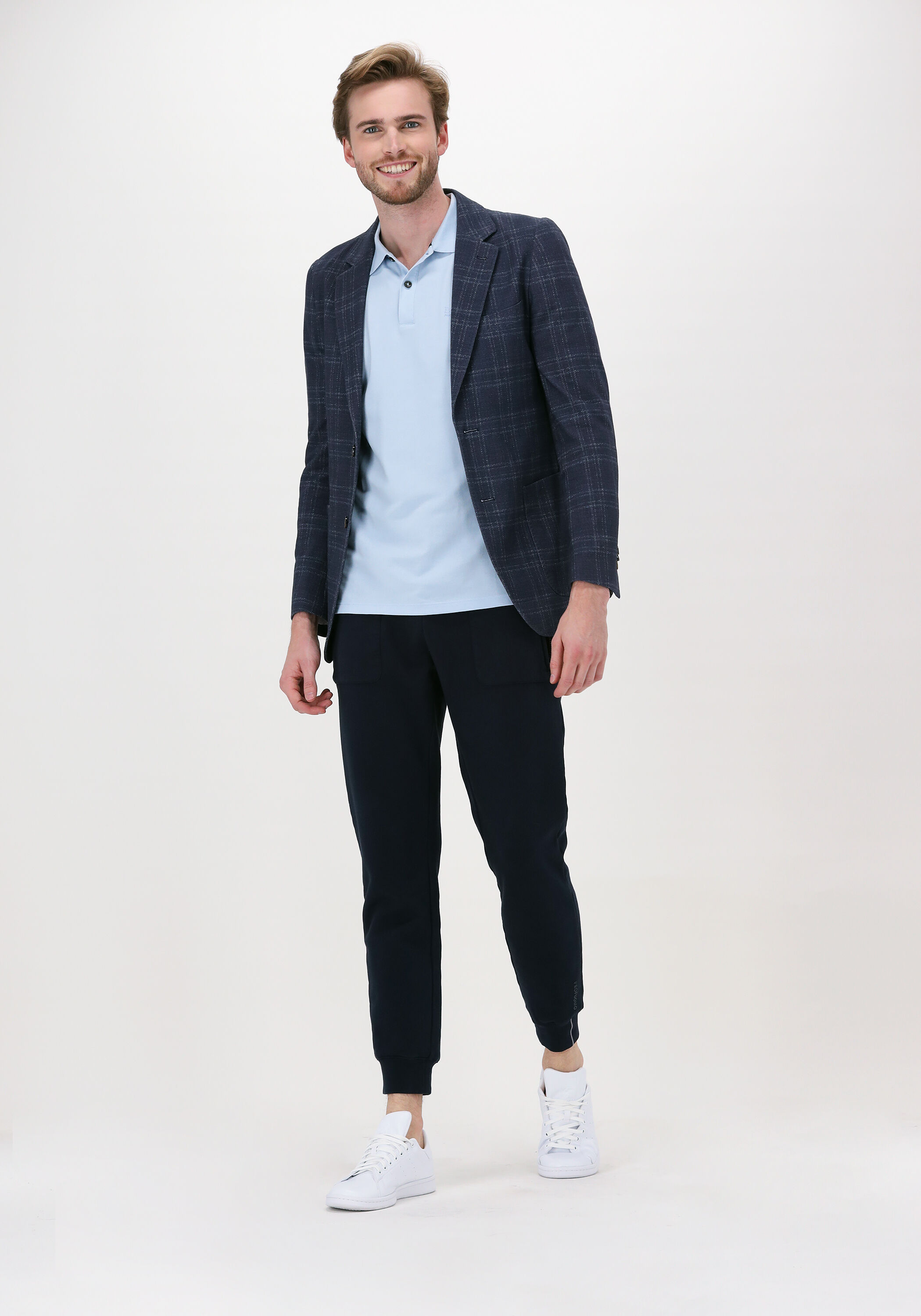 Donkerblauwe PROFUOMO Colbert JACKET KNITTED CH | Omoda