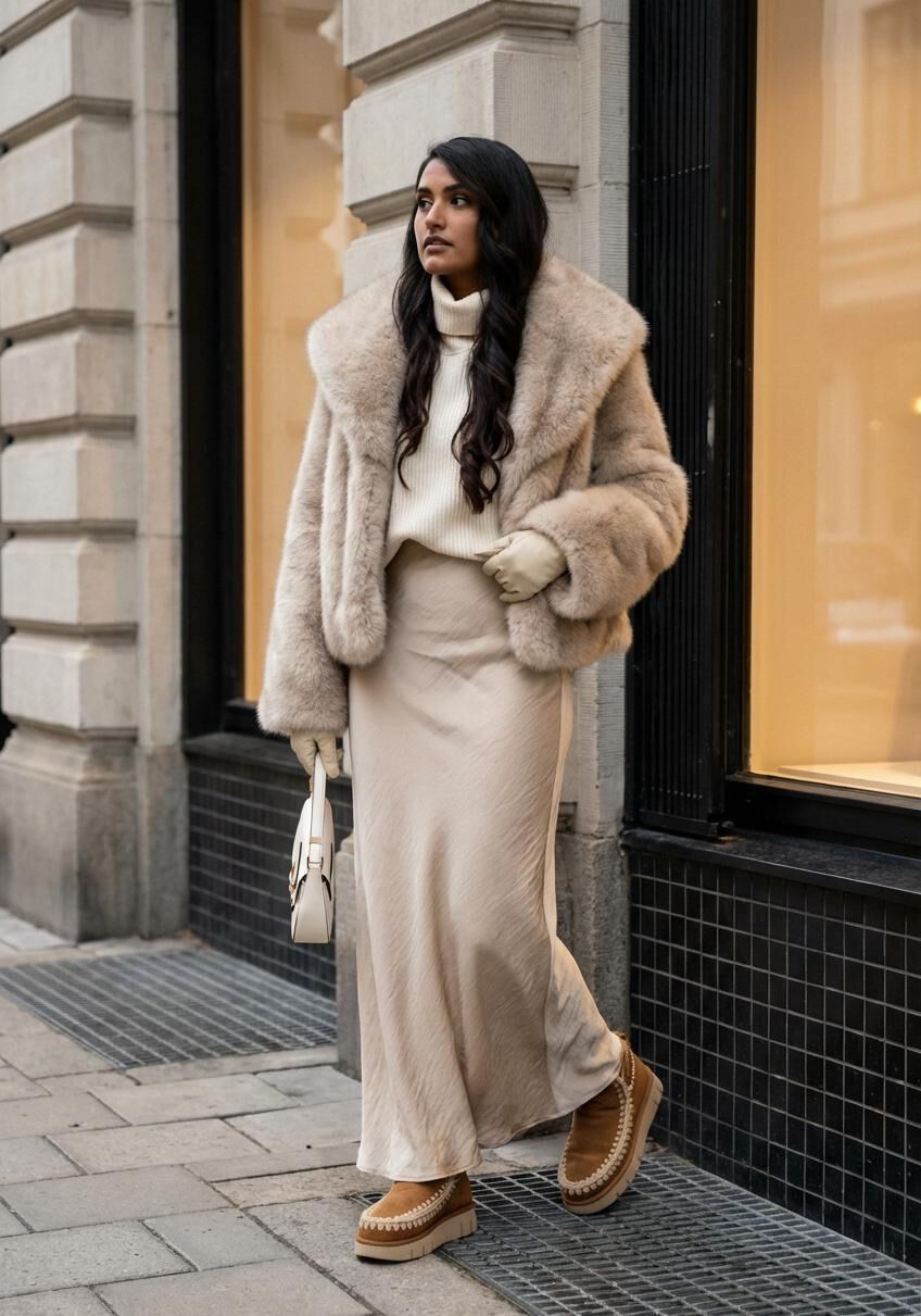 Beige NEO NOIR Faux fur jas STEPHANIE FAUX FUR JACKET | Omoda