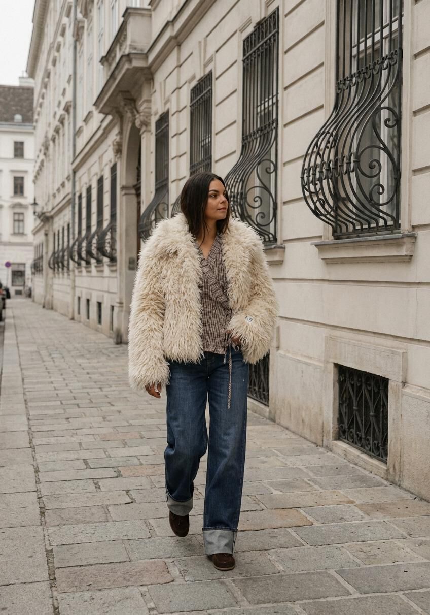Ecru HARPER & YVE Faux fur jas STACY-JA | Omoda