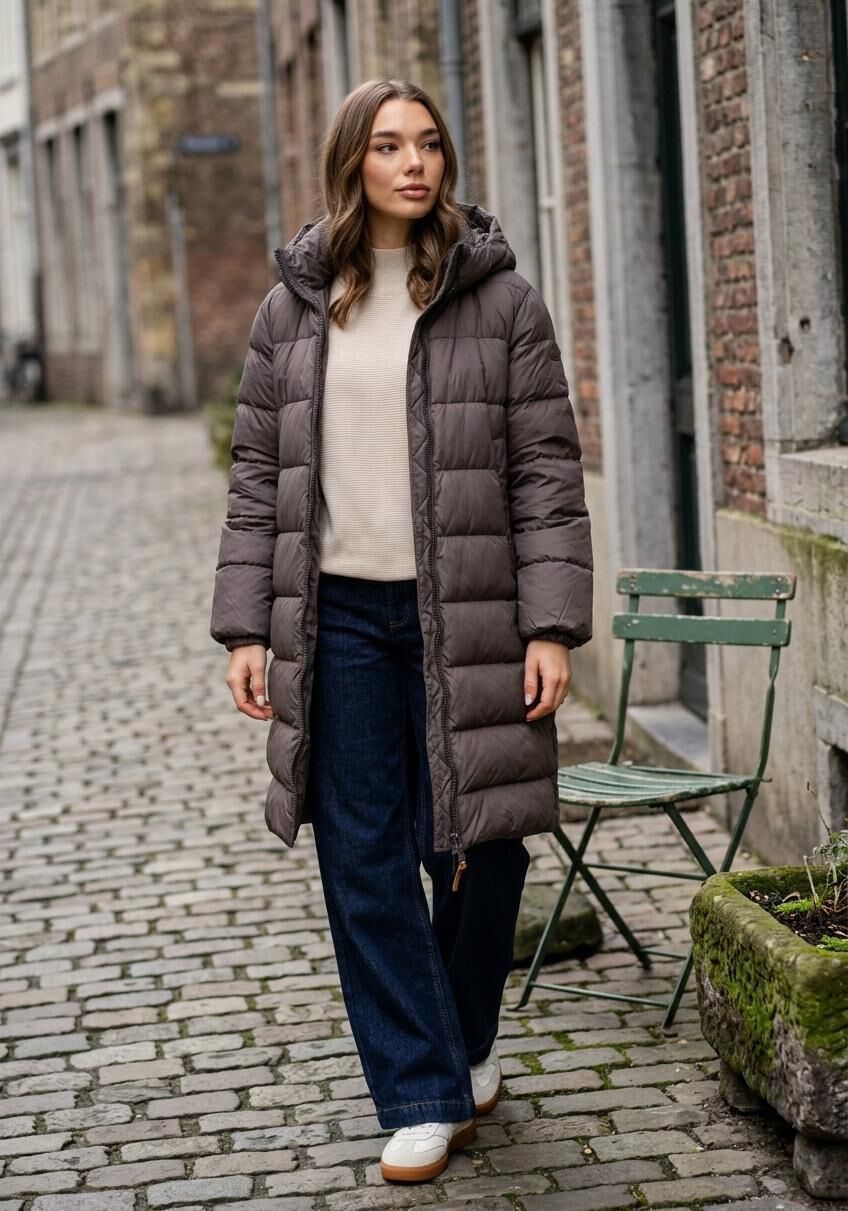 アオモジ　235 Taupe MOSCOW Gewatteerde jas 12-08 BRANDY LONG | Omoda