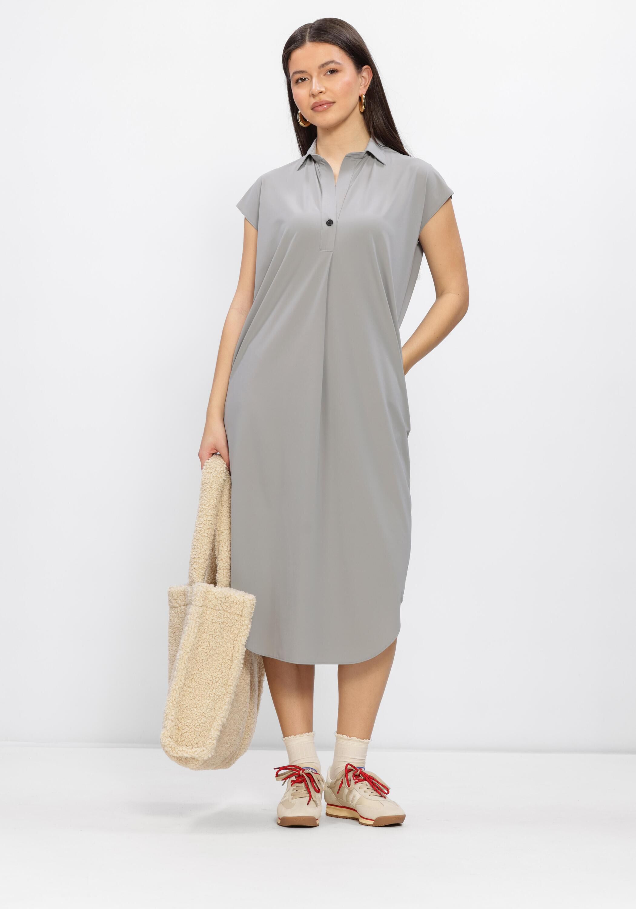 Casual midi dress with sneakers for work