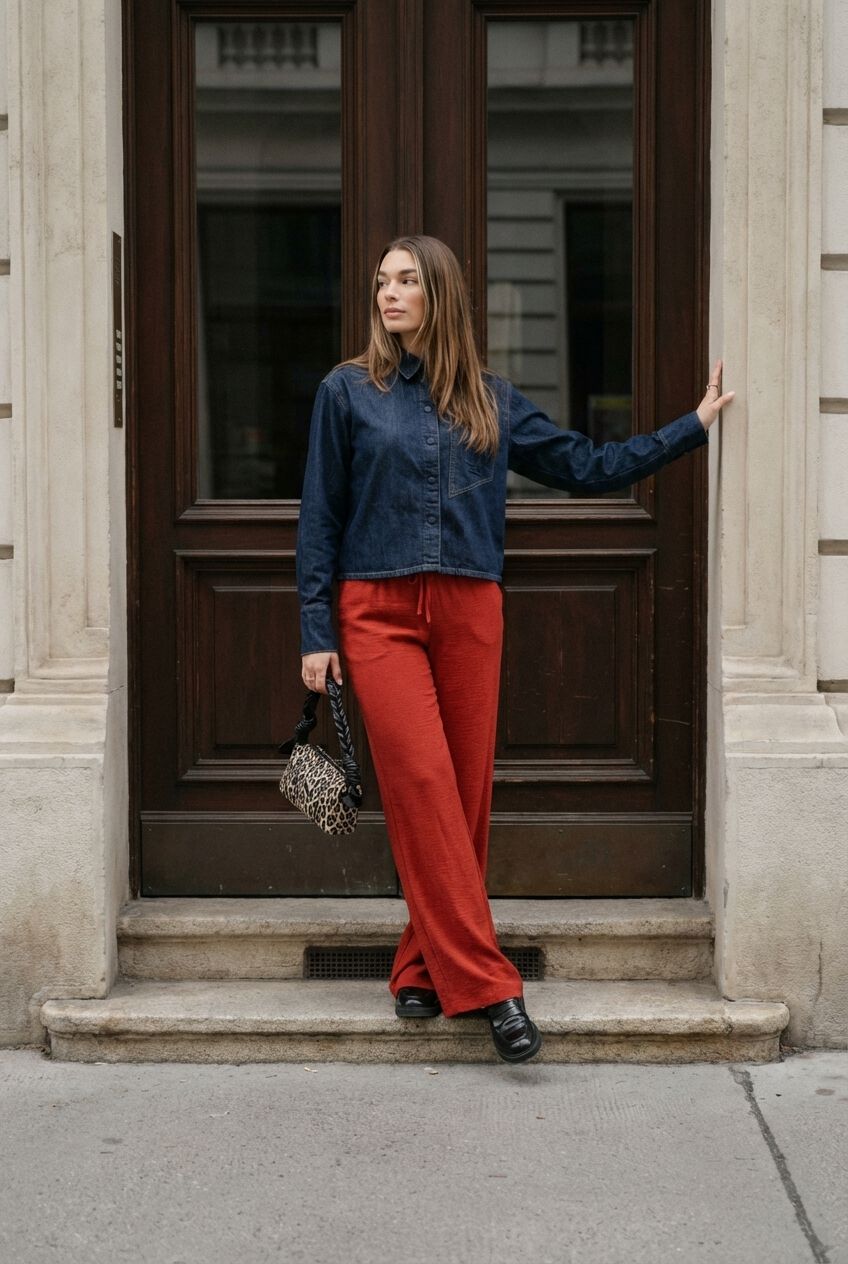 GOODENOUGH EC ULTIMATE COLOR JEANS レッド Rode YDENCE Wijde broek PANTS MARIELLE | Omoda
