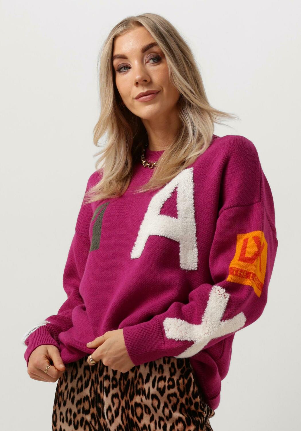 Bordeaux ALIX THE LABEL Trui LADIES KNITTED ART WORK PULLOVER Omoda