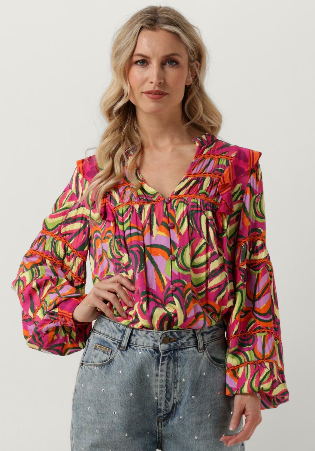 Blouse Ls By Cma In Red & Yellow, Size:Xs