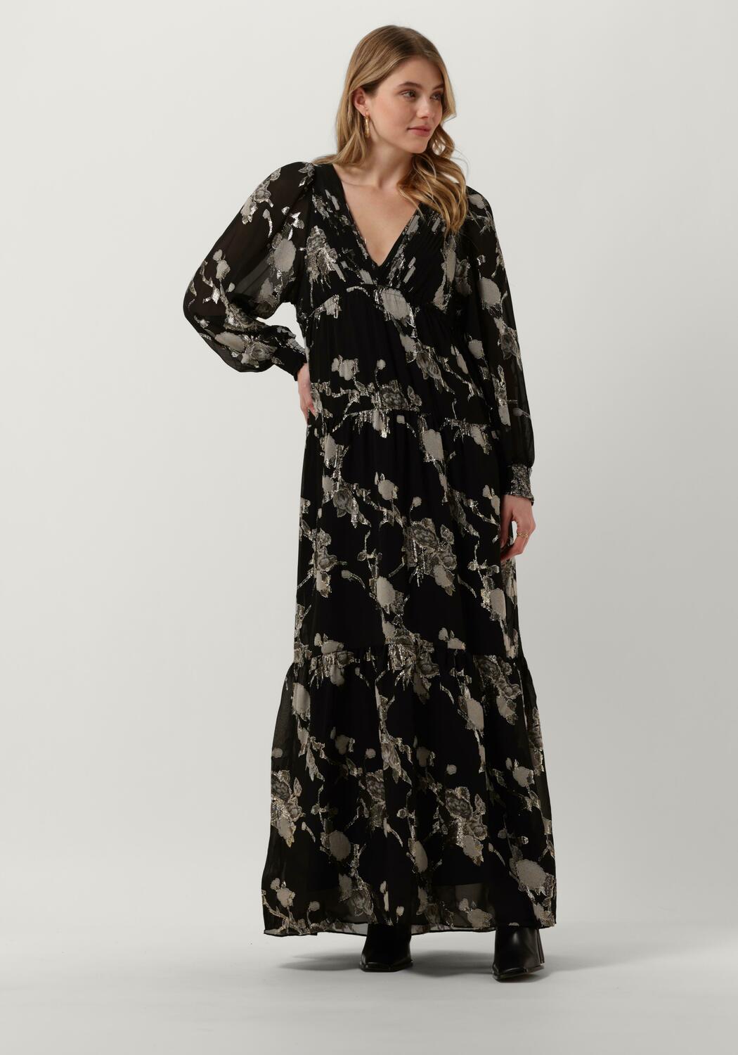 Zwarte LEVETE ROOM Maxi jurk LR VIVA 3 DRESS Omoda
