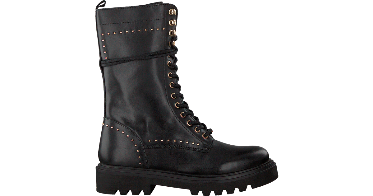 zwarte nikkie veterboots gold stud boots Omoda zwarte nikkie veterboots gold stud boots Omoda