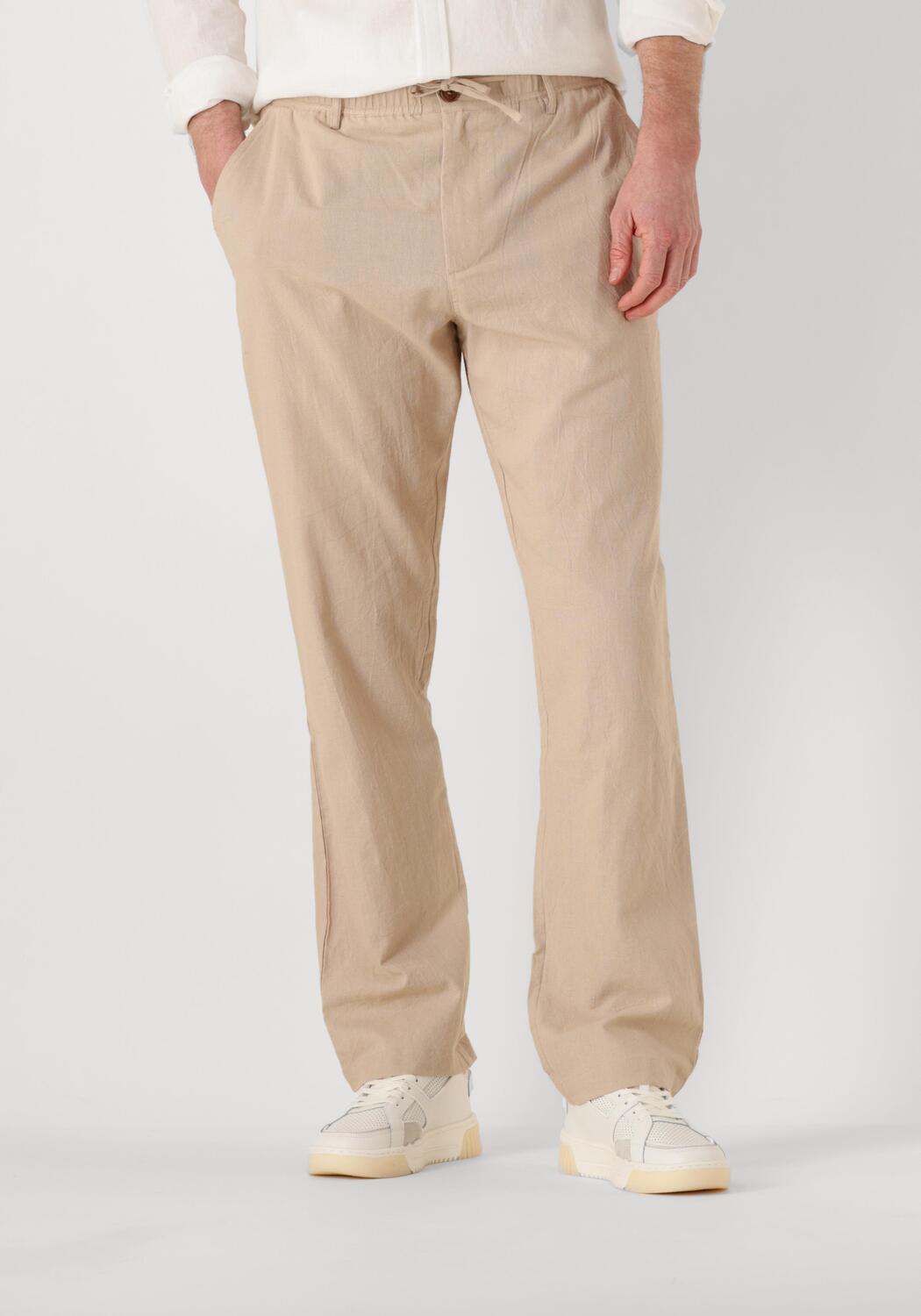 Beige ANERKJENDT Chino AKJAN COT/LINEN ELA PANTS | Omoda