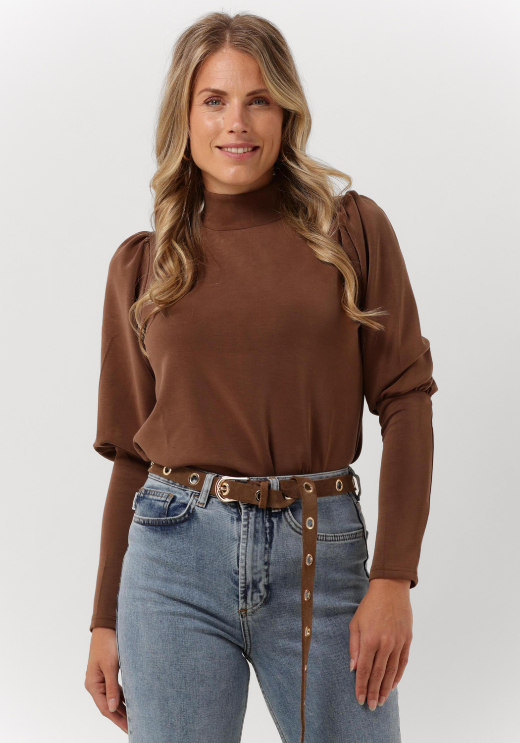 Bruine MY ESSENTIAL WARDROBE Trui ELLE LS PUFF BLOUSE Omoda