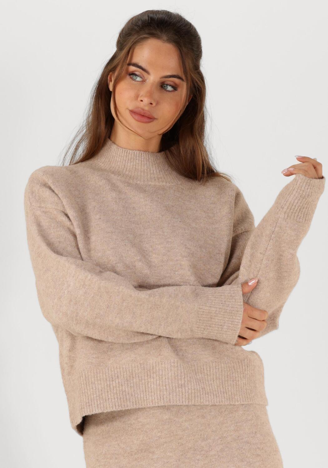 Neo Noir - Inga Check Fluff Knit Blouse 165205 - 976 - Beige Melange