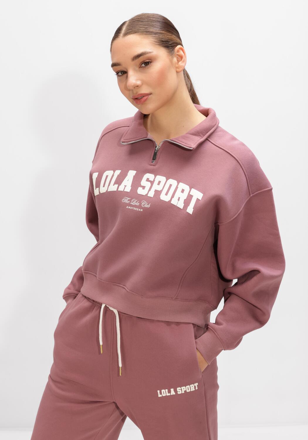 Roze THE LOLA CLUB Trui JAYLA HALF ZIP SWEATER | Omoda