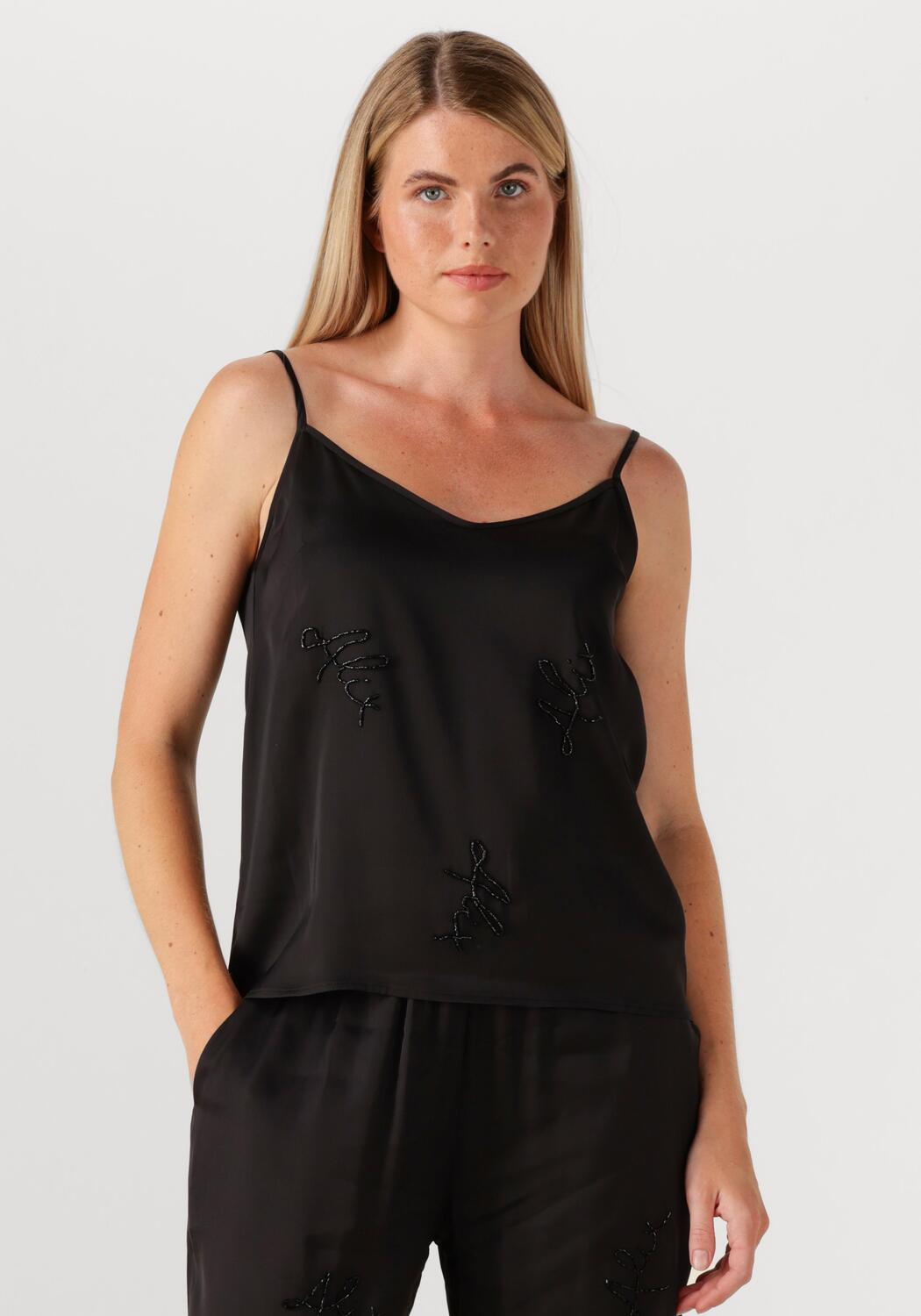 Zwarte ALIX THE LABEL Top LADIES WOVEN SATIN BEADED CAMISOLE | Omoda