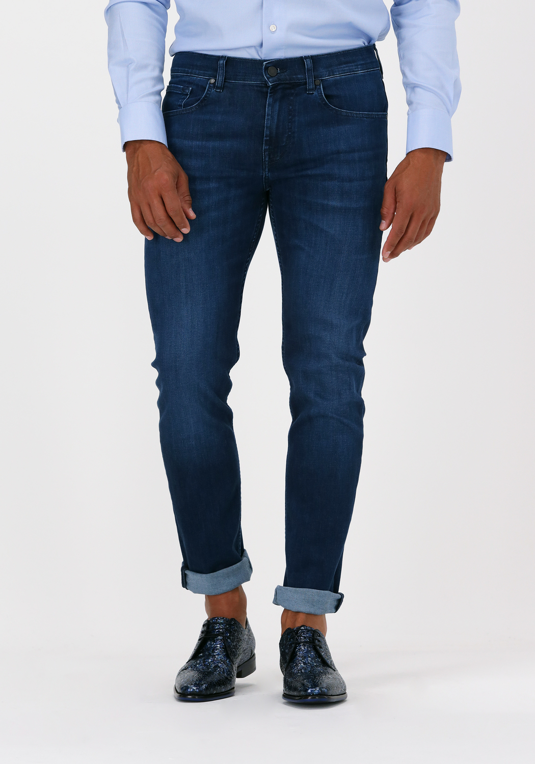 7 For All Mankind Paxtyn Tapered Luxe Performance Plus Jeans voor heren, blauw (mid blue), 40W x 40L