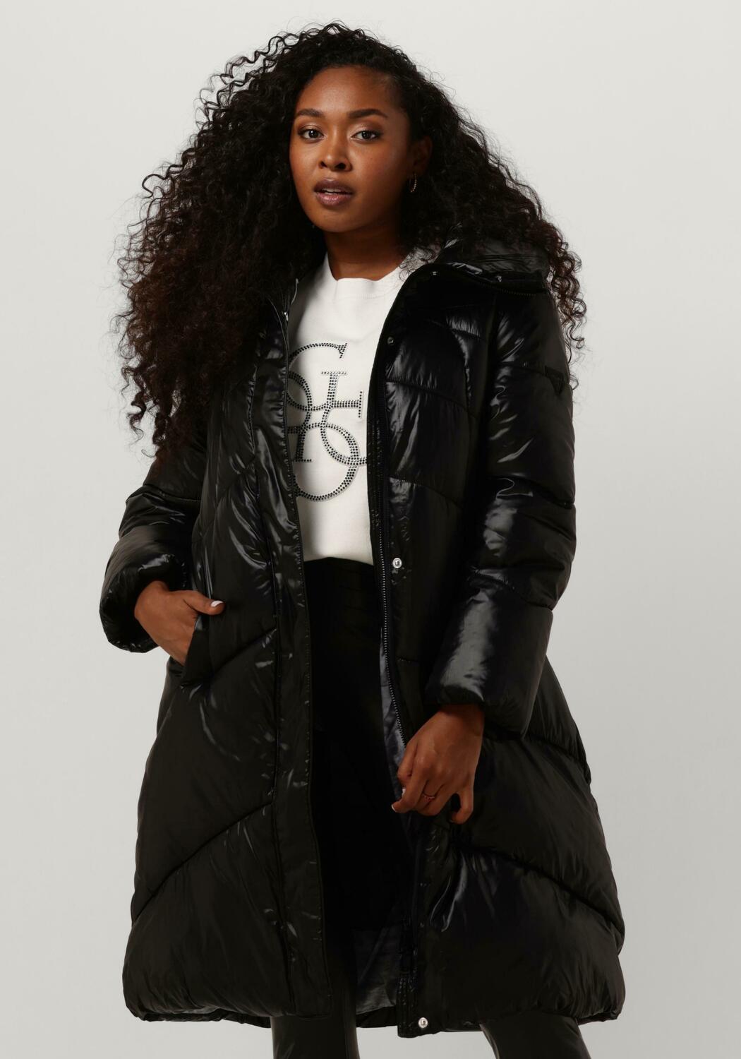 Zwarte GUESS Gewatteerde jas NEW OPHELIA JACKET
