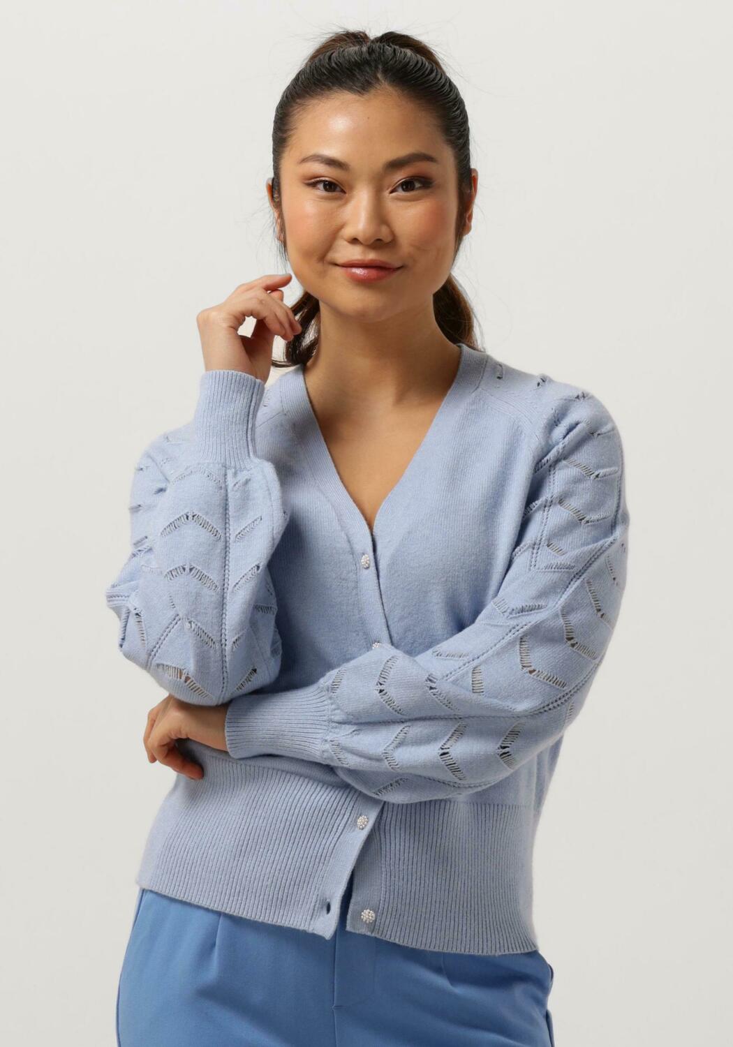 Lichtblauwe OBJECT Vest OBJEVA L/S KNIT CARDIGAN | Omoda