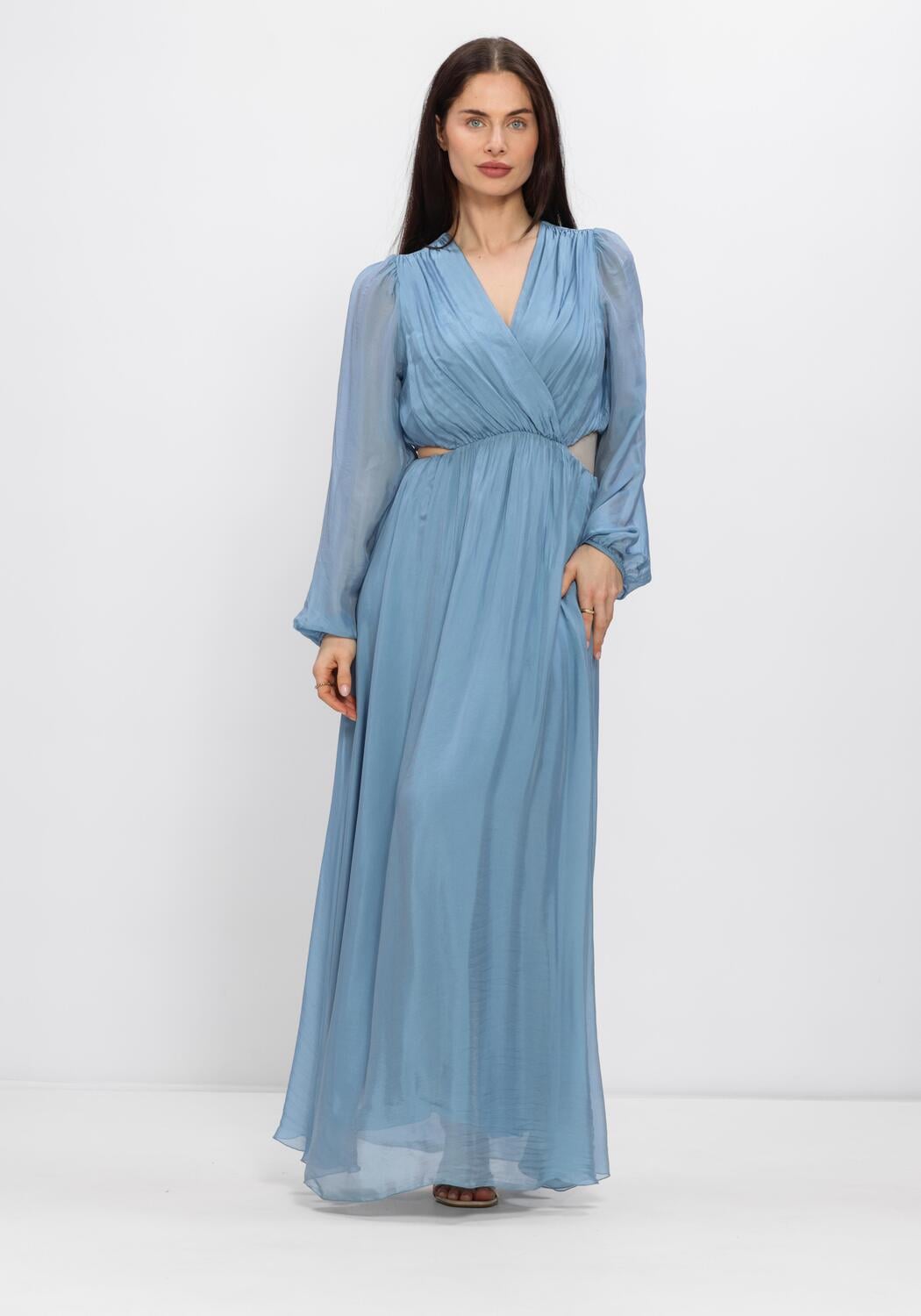 Blauwe FREEBIRD Maxi jurk F-WV-SILK-VIS-26-1 | Omoda