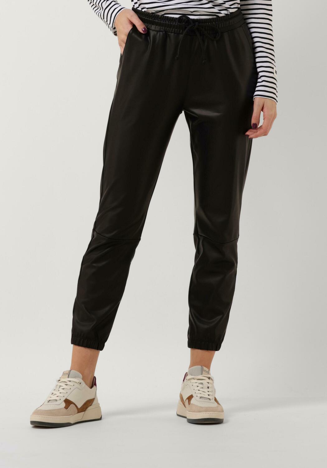 Zwarte 10DAYS LEATHER CROPPED JOGGER Omoda