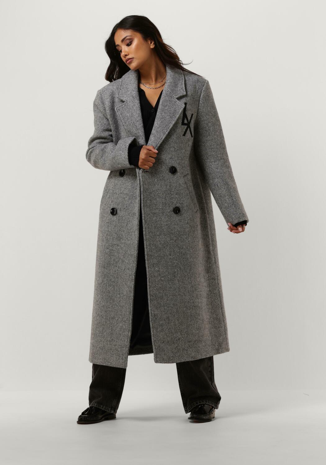 Grijze ALIX THE LABEL Mantel LONG WOOL COAT | Omoda