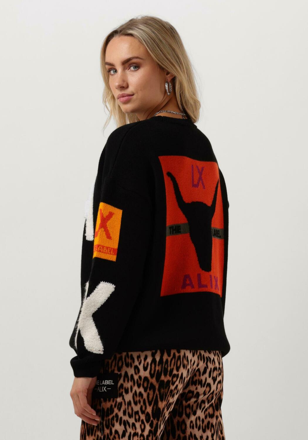 Zwarte ALIX THE LABEL Trui LADIES KNITTED ART WORK PULLOVER Omoda