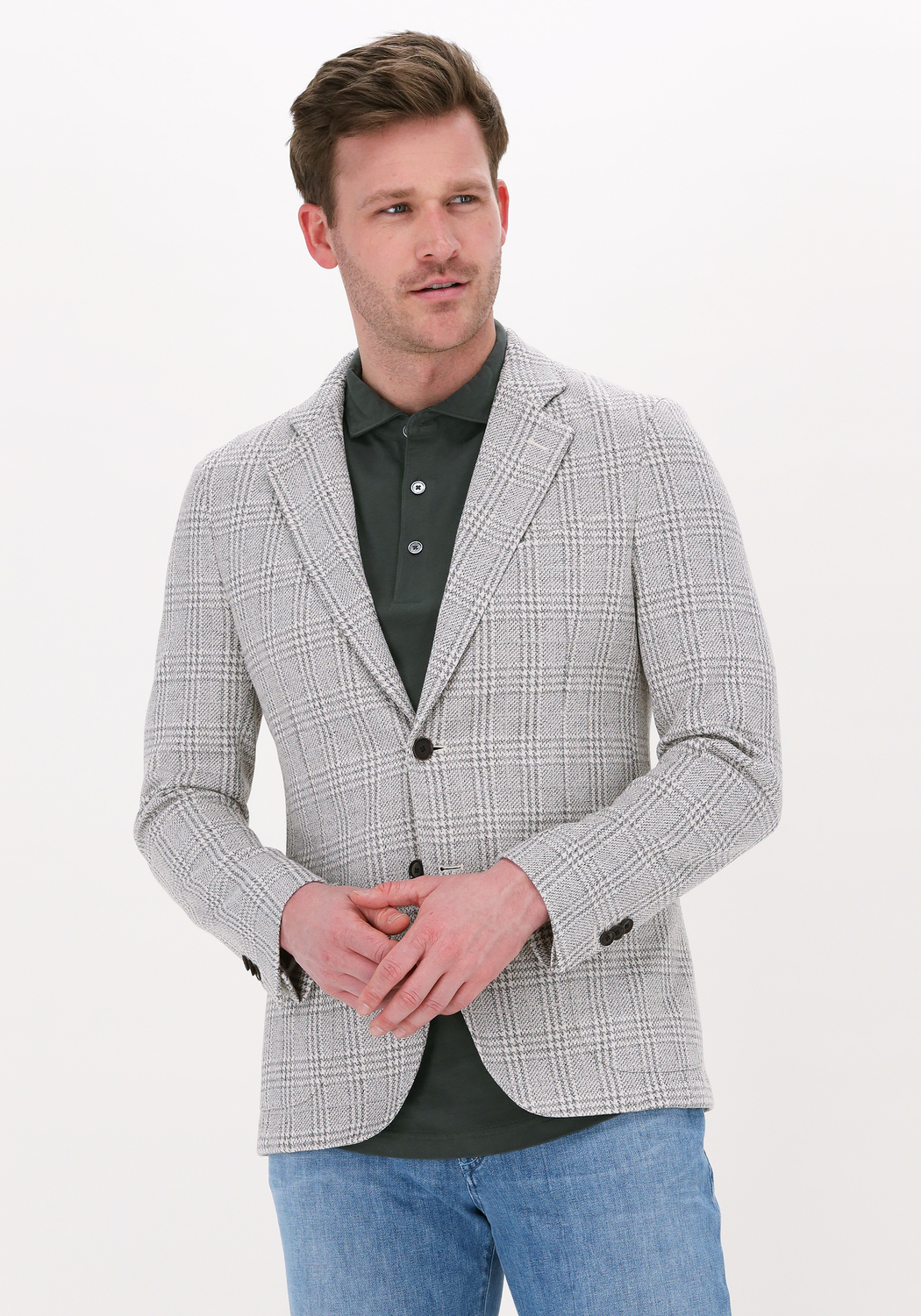 Beige PROFUOMO Colbert JACKET KNIT CHECK BEIGE | Omoda